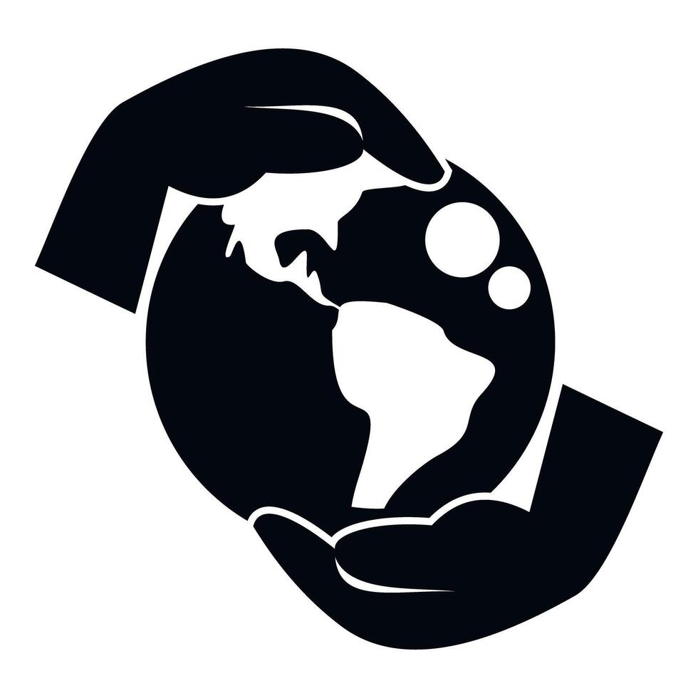 Hands hugging world globe signifying earth protection vector