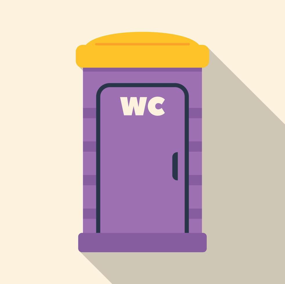 Portable wc toilet restroom icon with long shadow vector
