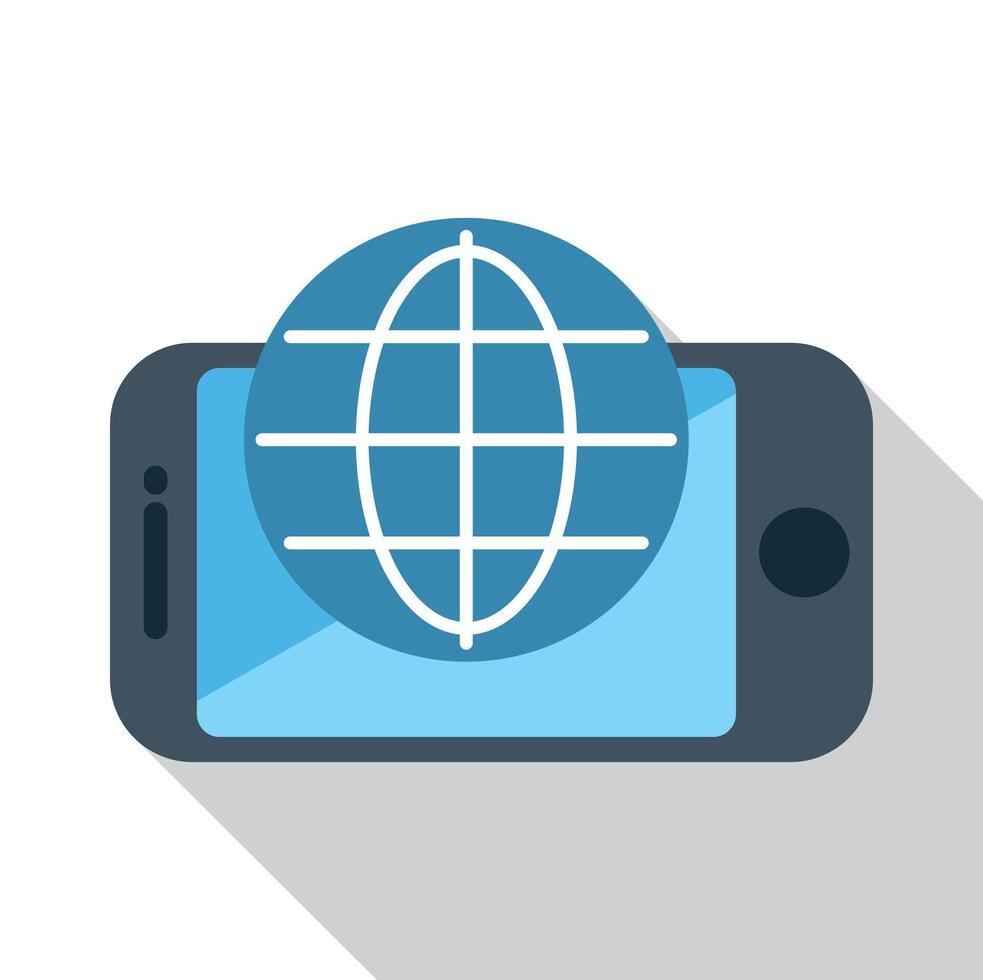 Smartphone with global internet network connection concept vector