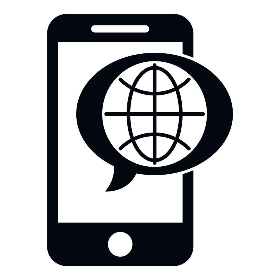 Smartphone with global communication icon for translation app vector