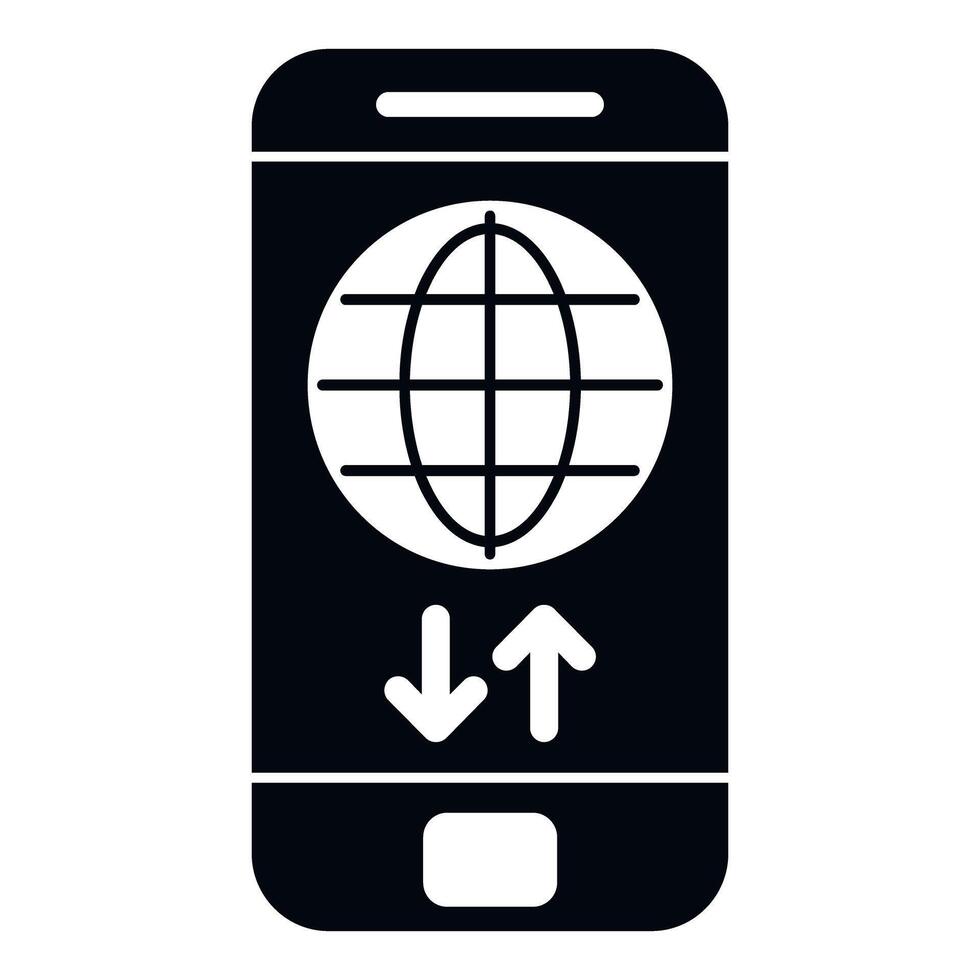 Smartphone with global network data transfer concept vector