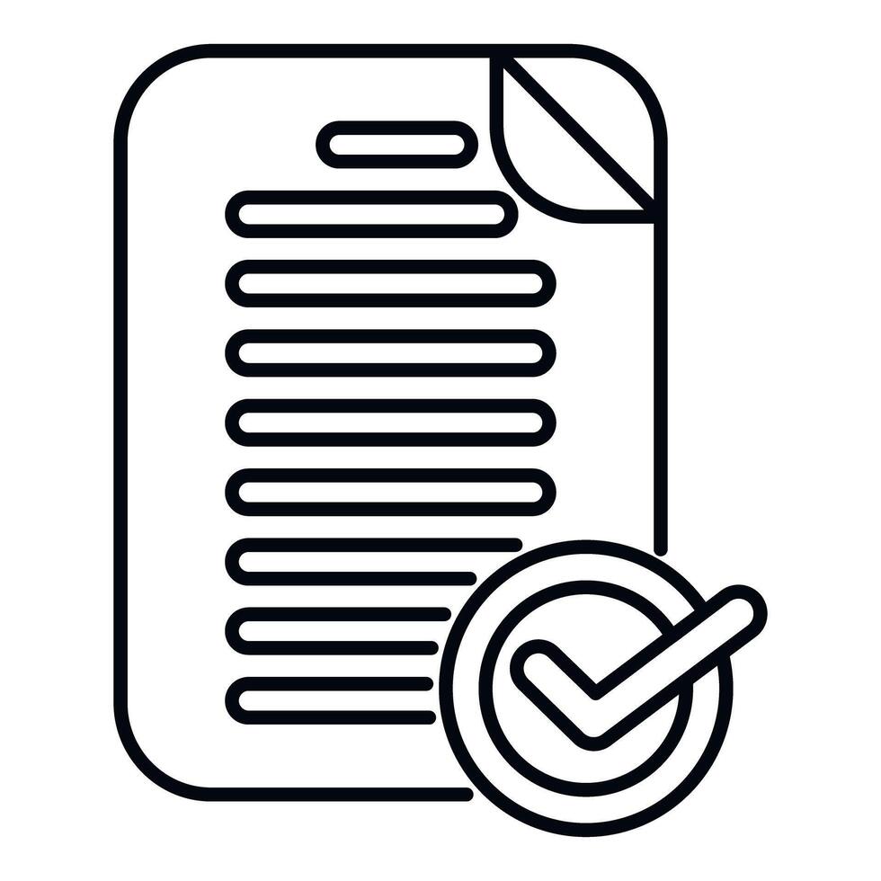 Document page with check mark icon completing agreement vector