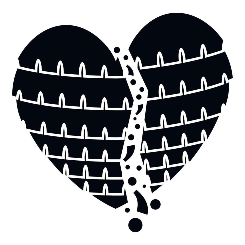 Broken heart icon with tire tread pattern concept vector