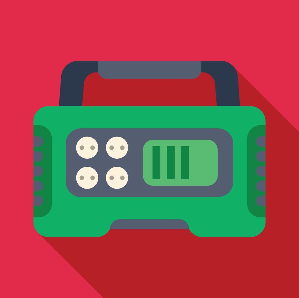A flat icon of a portable radio on a red background vector
