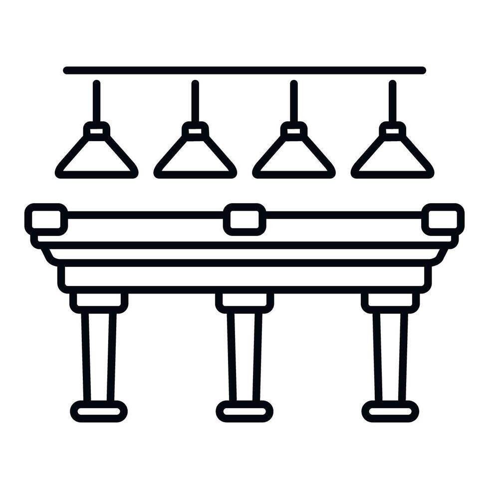 Playing billiards snooker on a pool table with lights icon vector