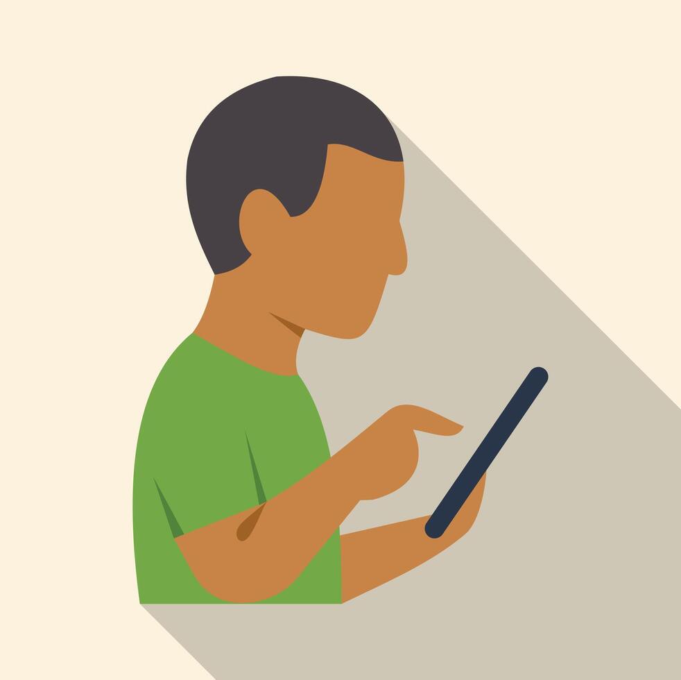 hombre utilizando tableta computadora buscando en línea contenido vector