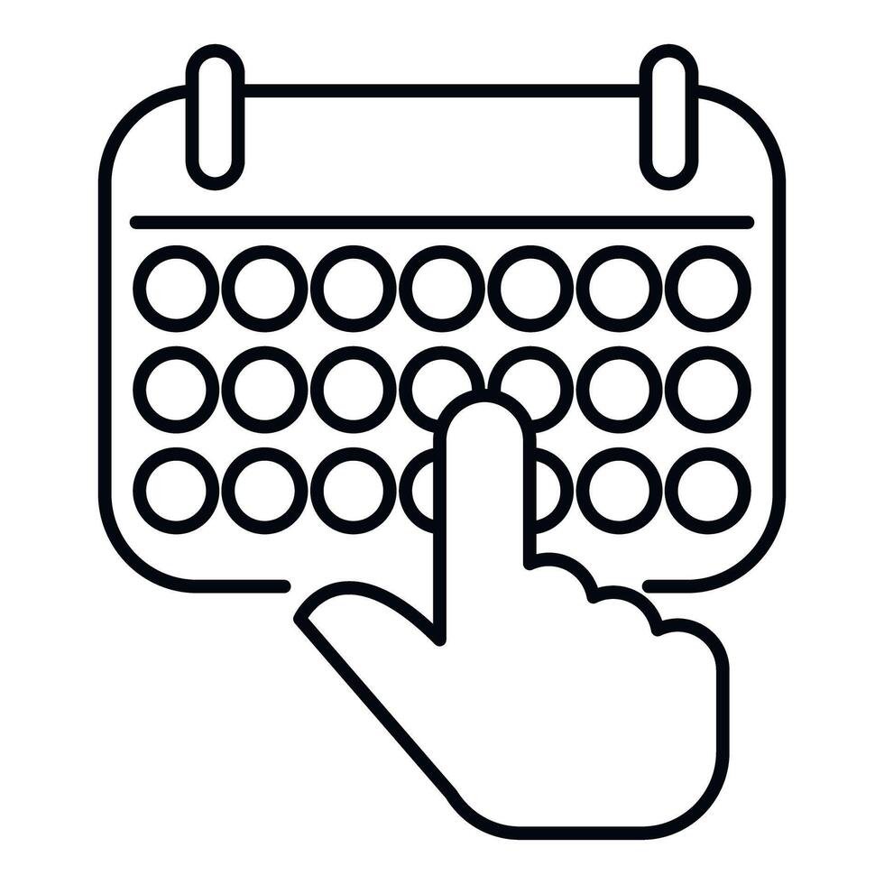 Hand touching calendar grid for scheduling appointment time vector