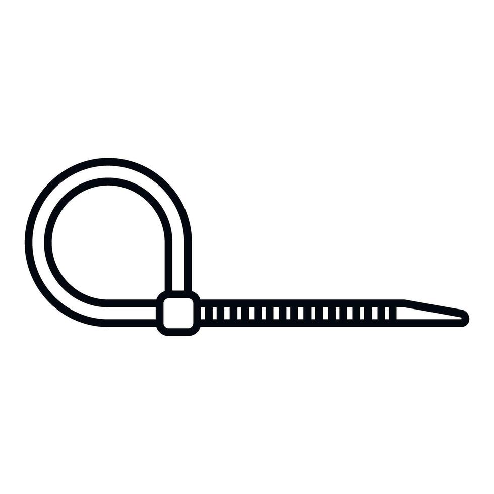 Plastic cable tie fastener creating secure loop vector