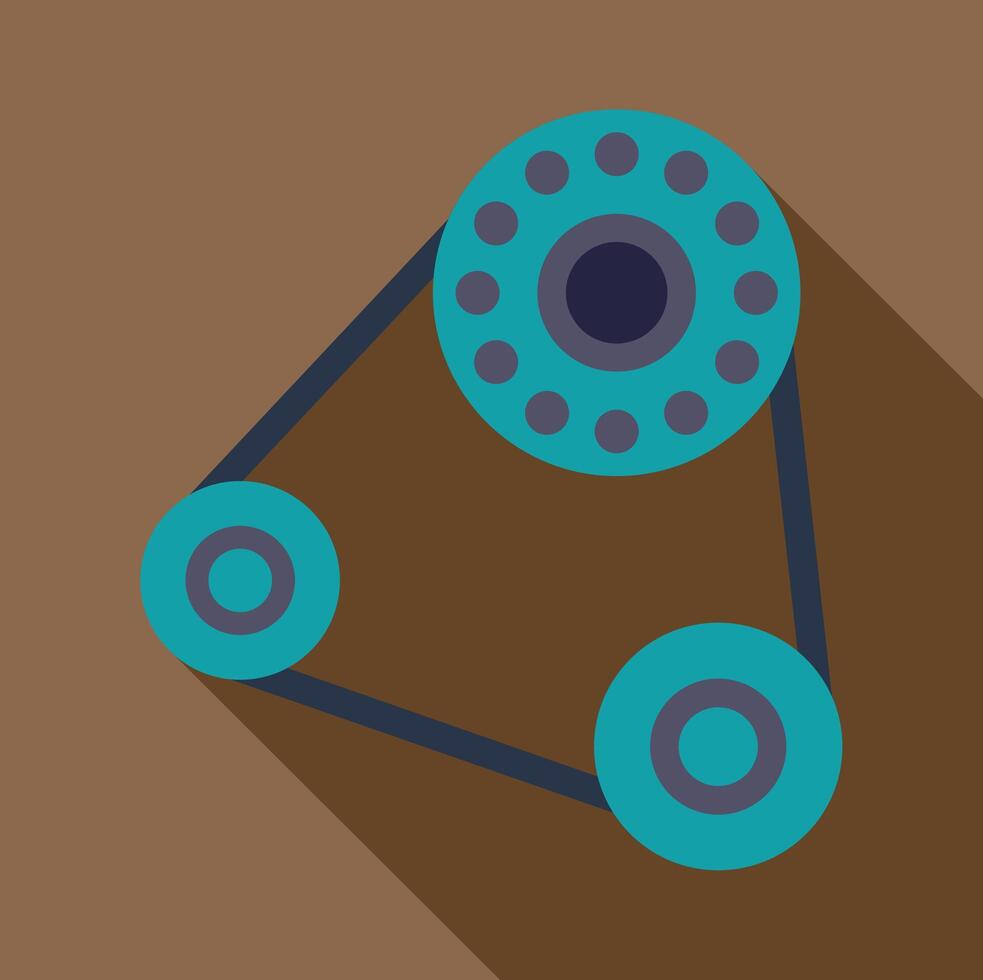 Timing belt system showing mechanism operation in engine vector