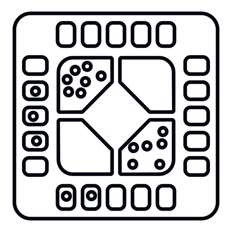 Computer processor microchip icon for computing technology vector