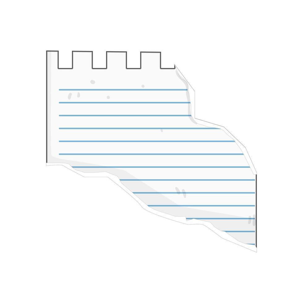 Torn lined paper sheet illustrating empty blank note vector