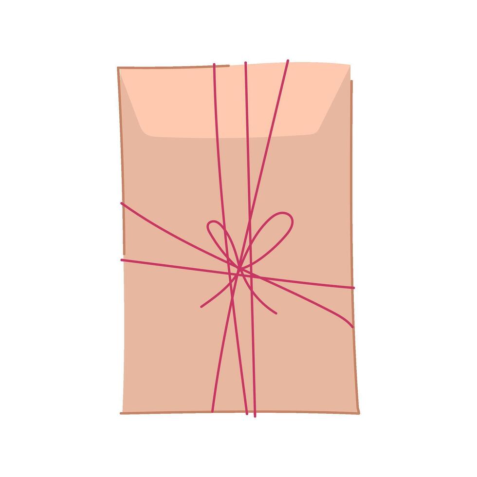 Parcel or mail package tied with string vector
