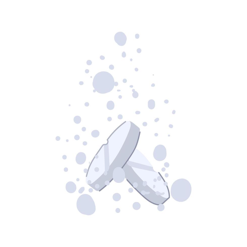 Effervescent tablets dissolving generating bubbles for fast relief vector