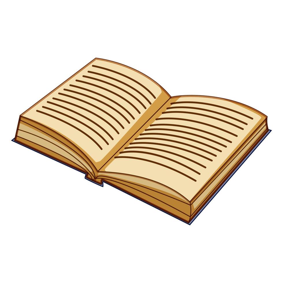 Open book showing aged pages with text lines vector