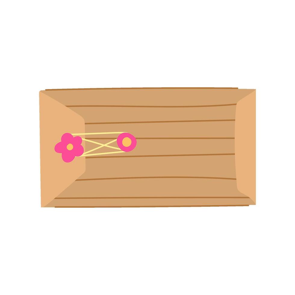 Kraft envelope with string and washer closure vector