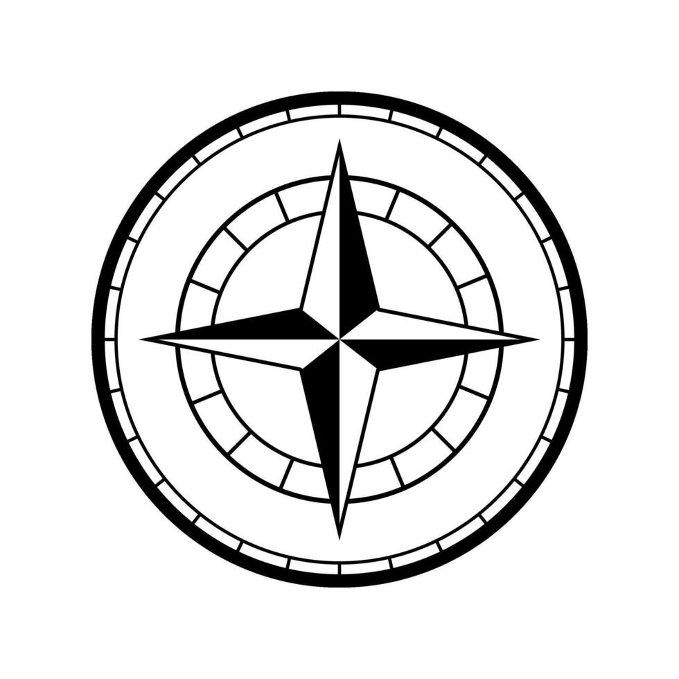 Compass rose icon representing navigation and direction vector