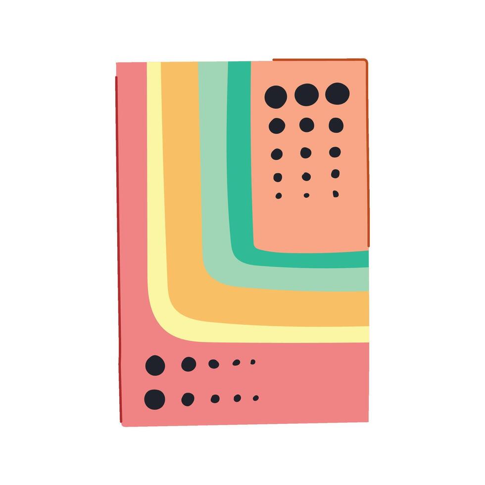 Abstract retro geometric pattern with curved stripes and dots vector