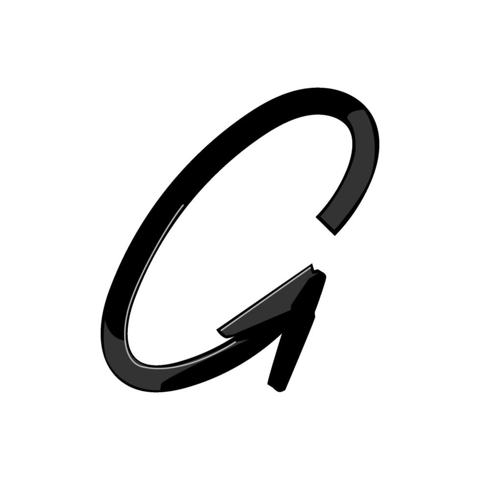 Black looping arrow showing continuity and refresh concept vector