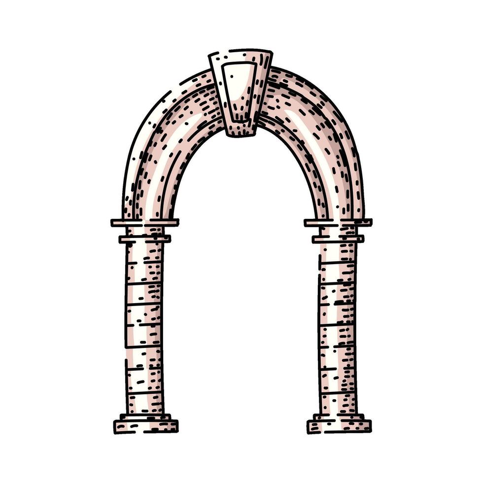 Ancient stone archway architectural structure design vector