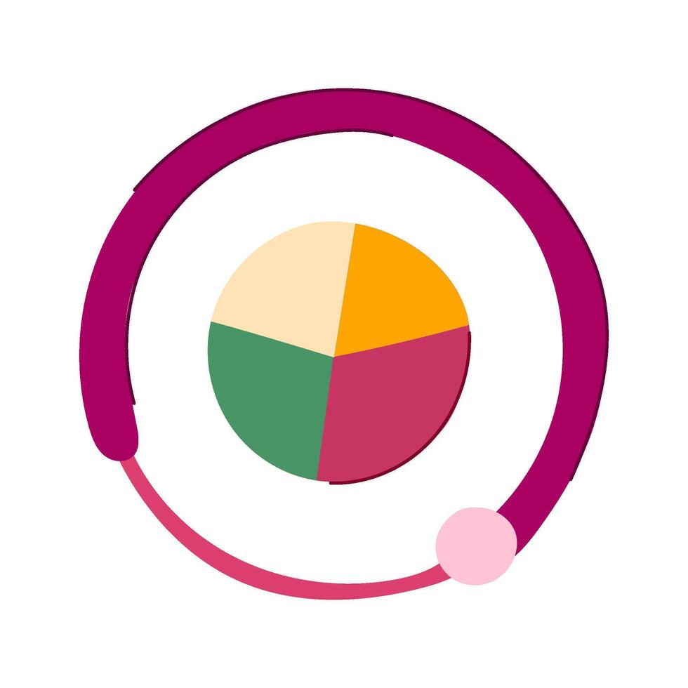 Circular chart graphic visualizing data analysis and progress vector