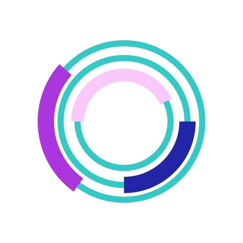 Concentric circles forming a progress chart diagram vector