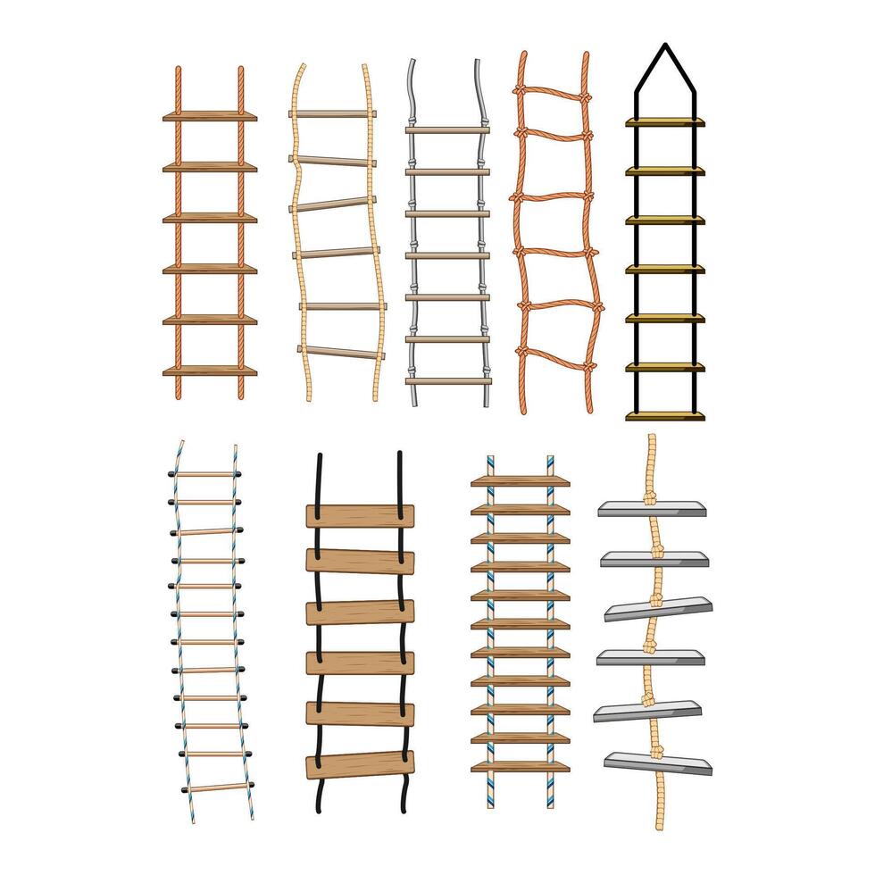 Rope ladders collection representing different designs and concepts vector