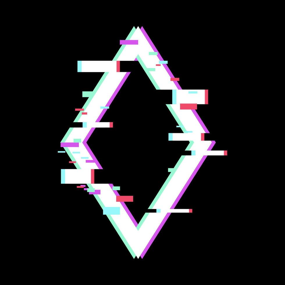 Glitch art frame creating a digital distortion border vector