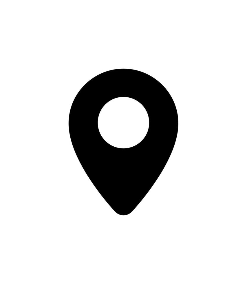 Simple Solid Black Map Pin Pointer Location Navigation Icon Symbol vector