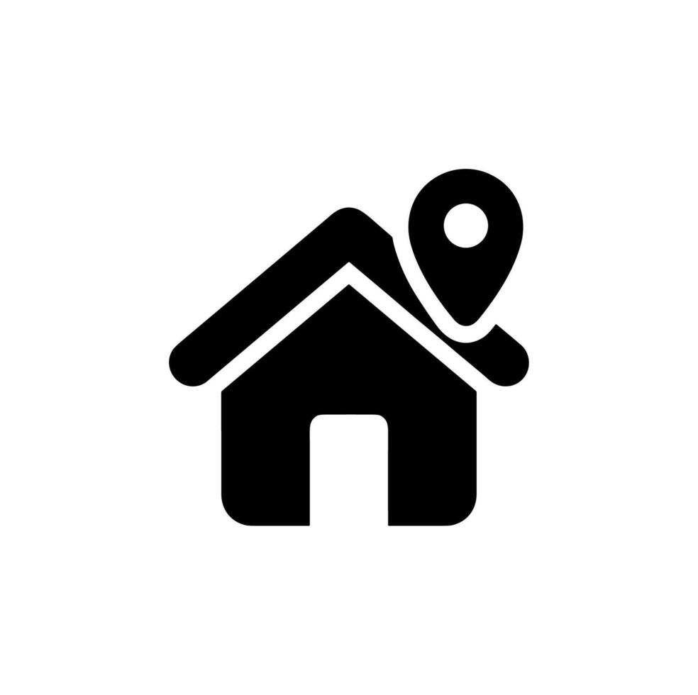 Simple Flat Style House Location Pin Pointer Symbol Element Icon vector