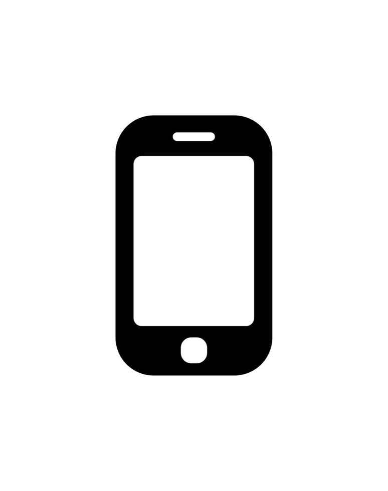 Simple Solid Smartphone Icon with Rounded Corners and Home Button Shape vector