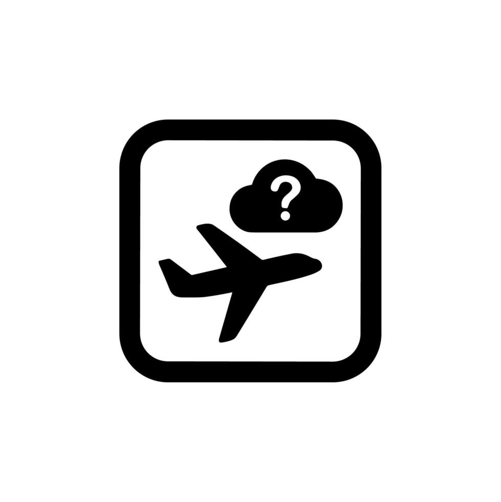 Simple Outline Plane with Question Mark in Cloud Icon Design vector