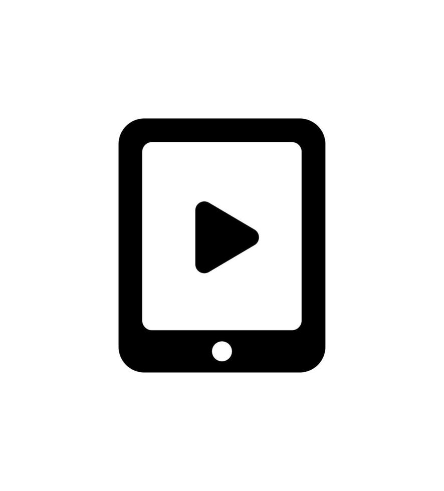 Simple Black Mobile Tablet Play Button Media Application Icon vector
