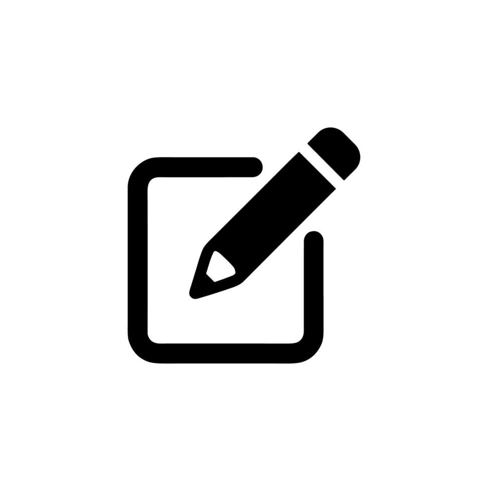 Simple Line Art Edit Icon with Pencil on Square Shape vector