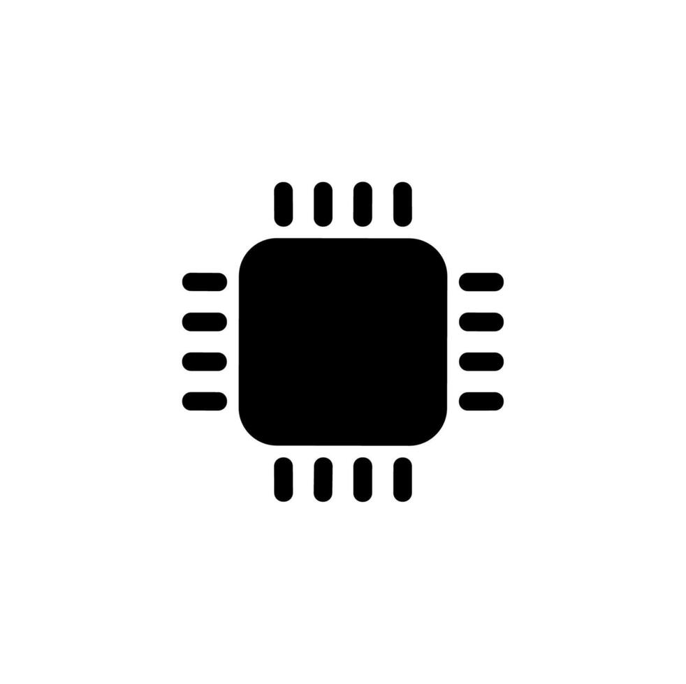 Simple Flat Design Microchip Electronic Circuit Component Technology Icon vector