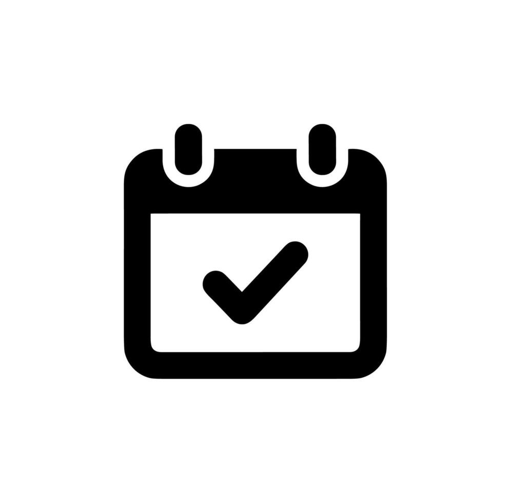 Minimalist Line Calendar with Checkmark for Event Scheduled Date Icon vector