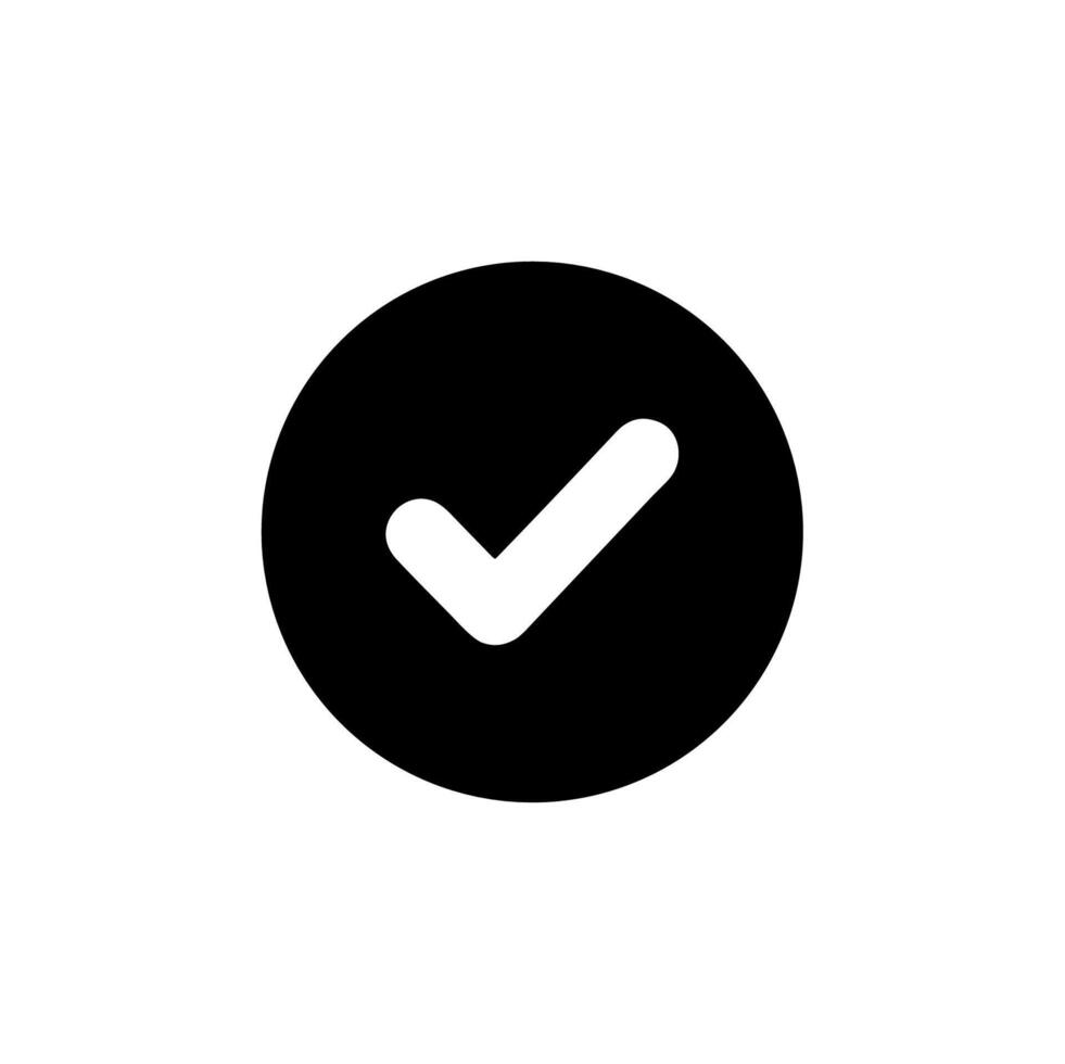 Simple Minimalist Circle Checkmark Icon with Solid Black Background Element vector