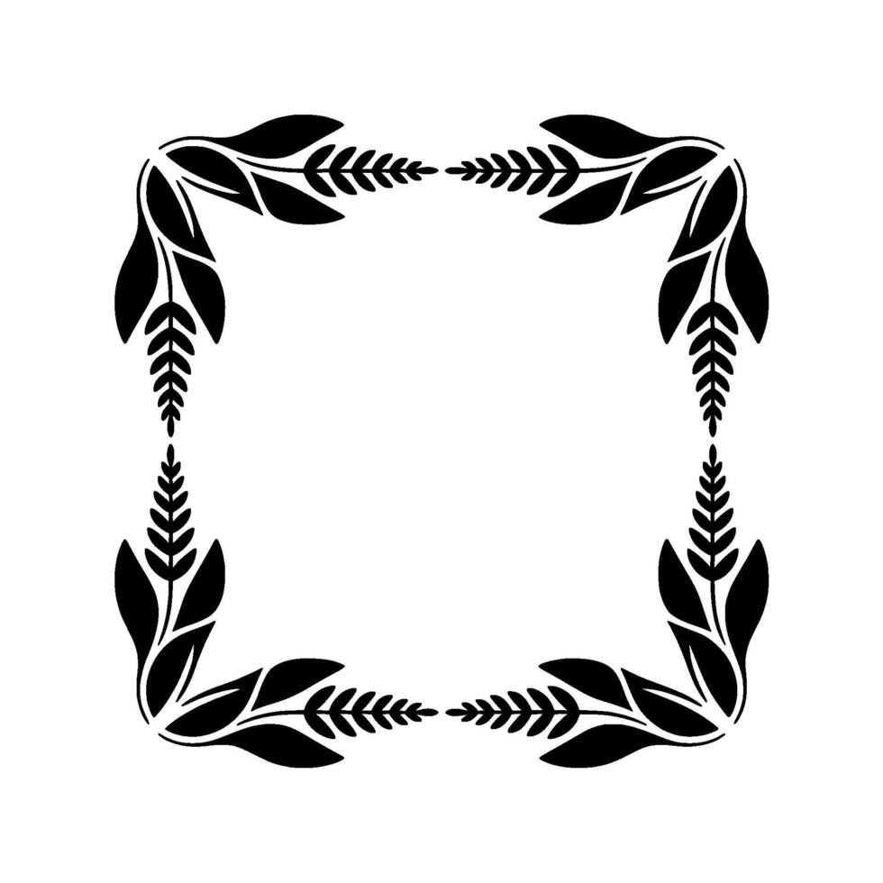 A minimalist and elegant border featuring stylized leaf motifs and symmetrical branching patterns creating a decorative square frame vector