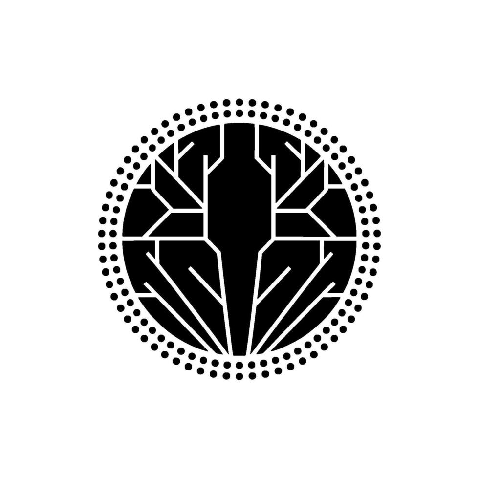 A minimalist geometric circular resembling a stylized tree or branching structure vector