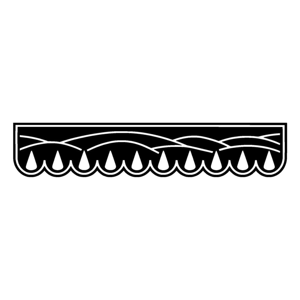 Stylized border featuring a repeating pattern of stylized raindrops or pendant shapes below flowing curved lines resembling stylized hills or waves vector