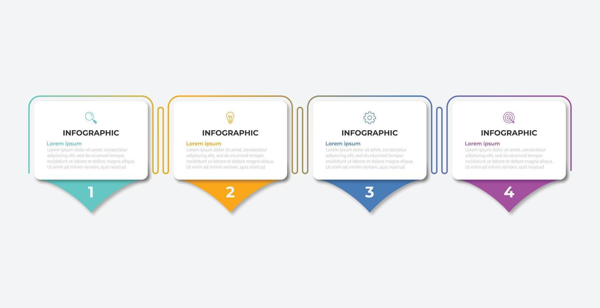 Infographic label design template with icons and 4 options or steps. Can be used for process diagram, presentations, workflow layout, banner, flow chart. vector