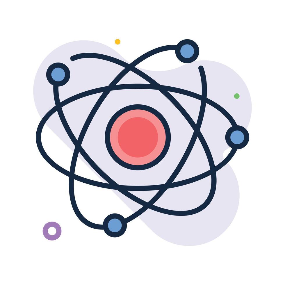Atomic structure, flat outline icon of physics, chemistry, and STEM learning vector
