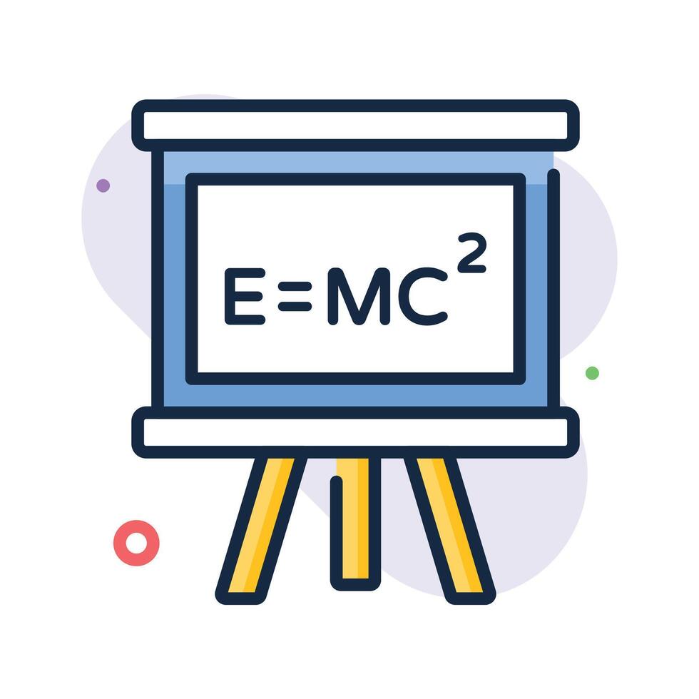 Flat outline board with physics formula representing classroom mathematics vector