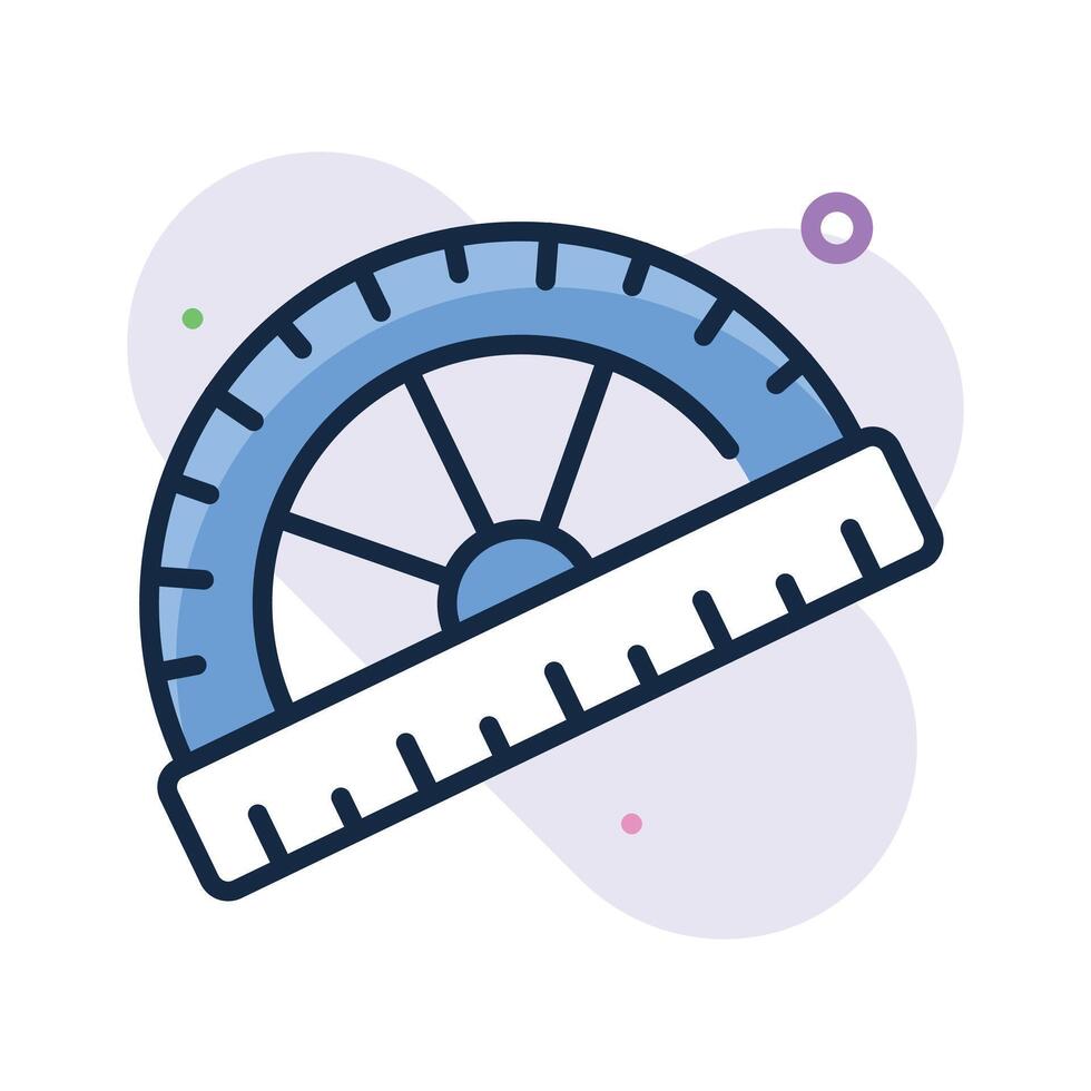 Geometry, measurement, and math class, flat outline icon of protractor vector