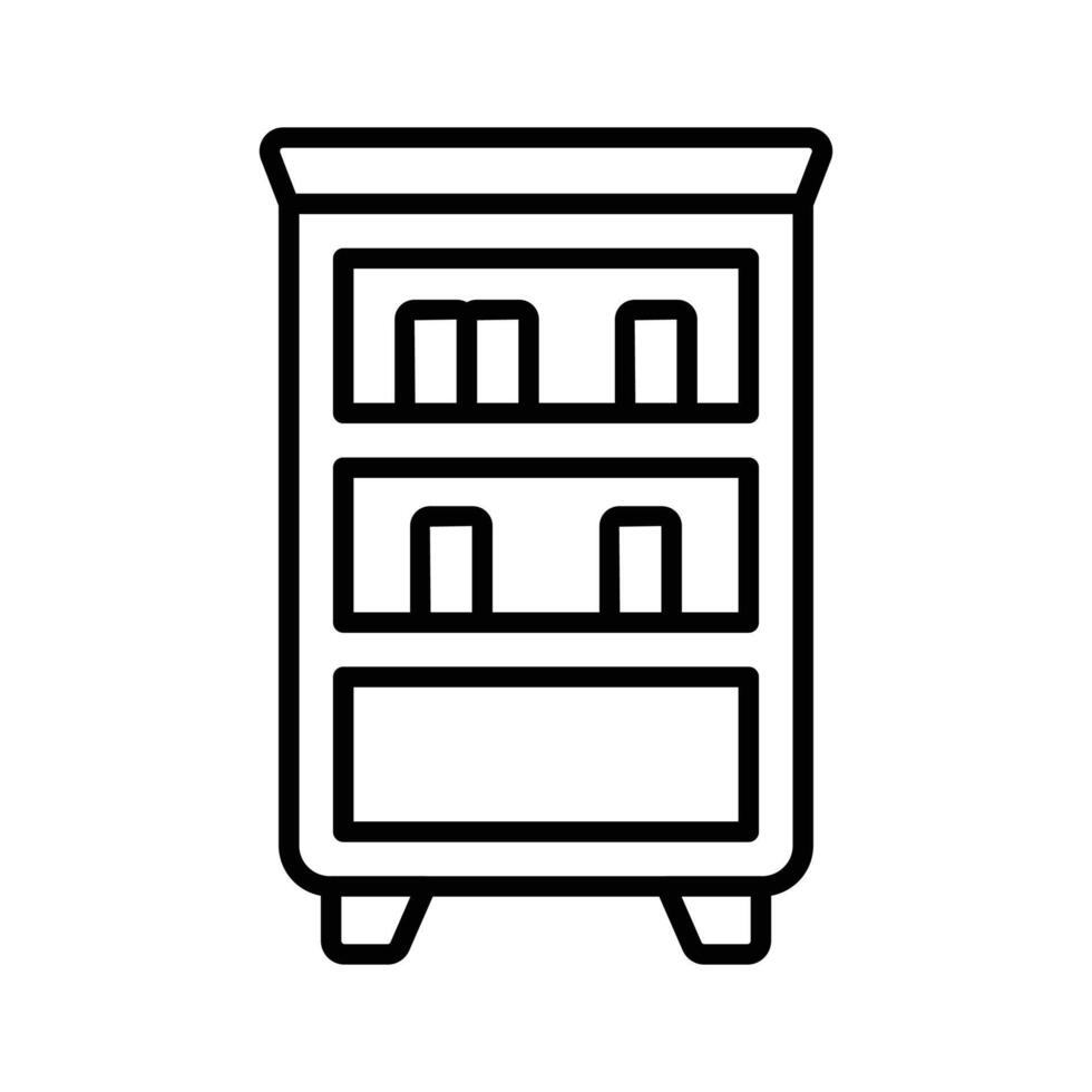 Organized study materials and library resources, outline icon of bookshelf vector
