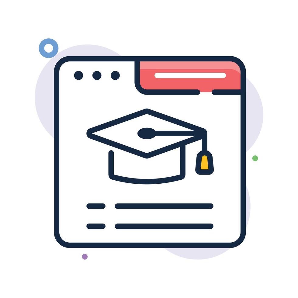 un web interfaz con un graduación icono representando en línea aprendizaje vector