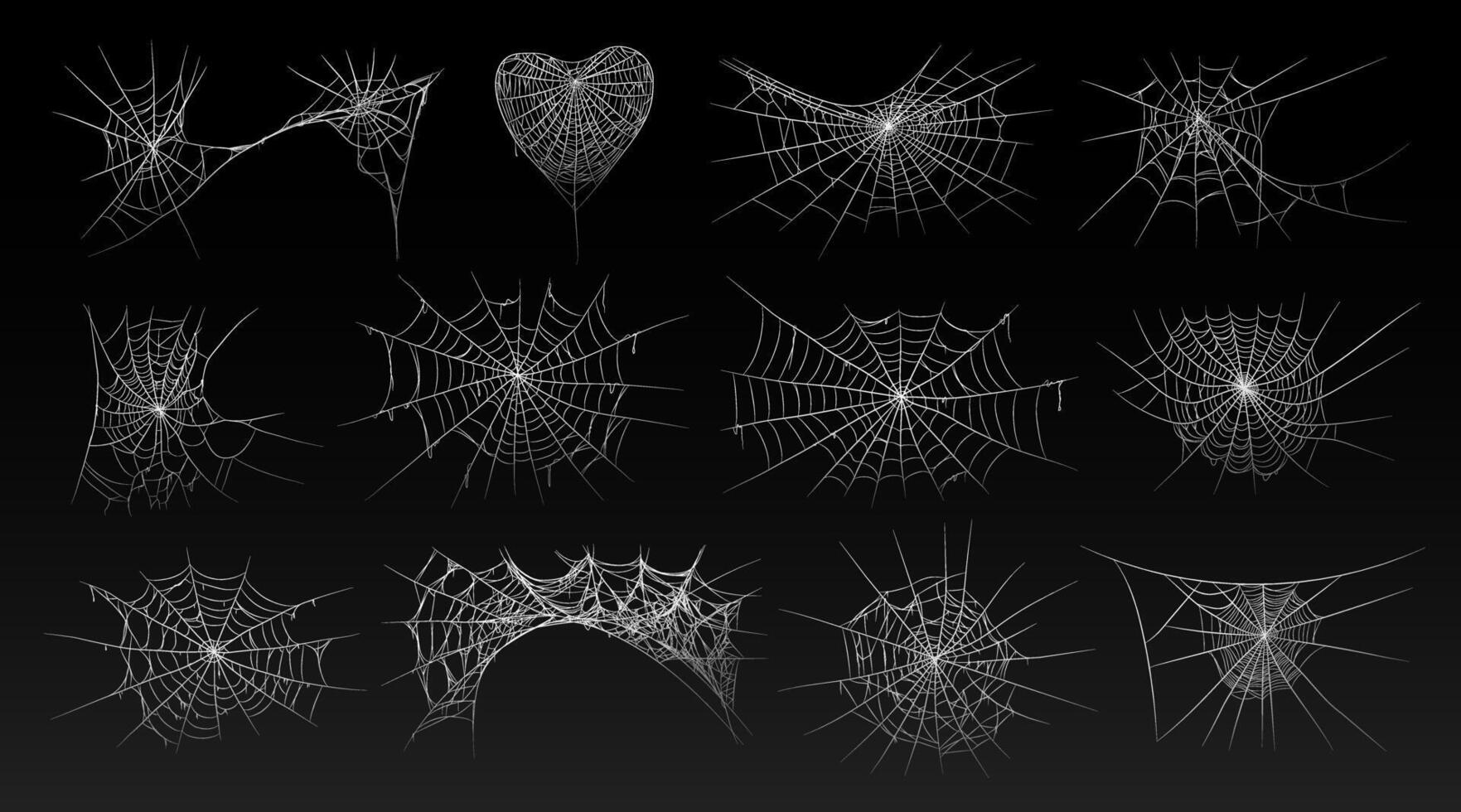 Halloween old spooky cobwebs with various size and shape set. vector