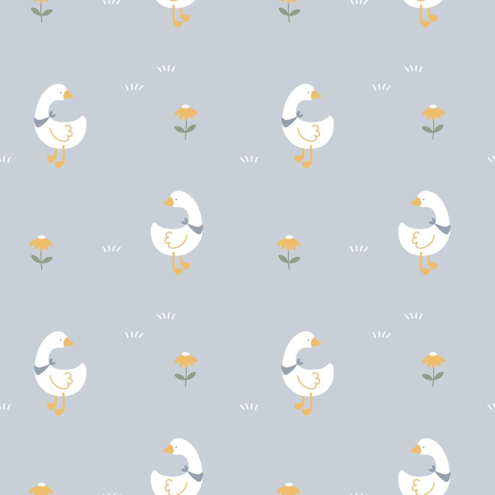 seamless minimal duck repeat pattern background vector