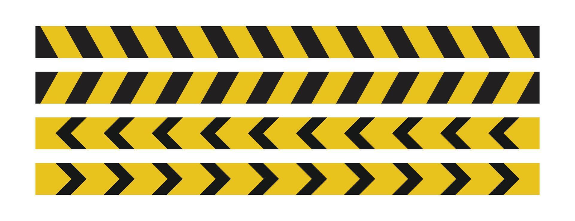horizontal yellow warning banners with caution danger and alert text, repetitive hazard safety border elements, jagged edge design vector