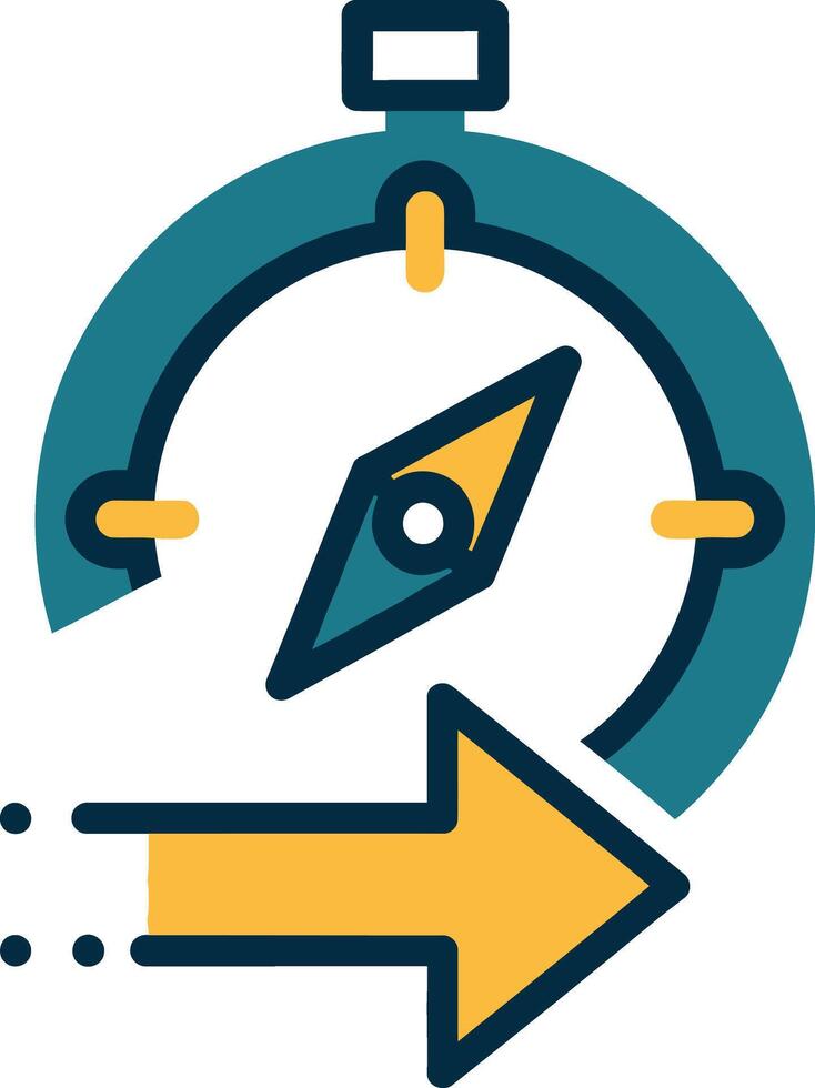 Stylized compass pointing towards the right direction symbolizing progress and navigation vector