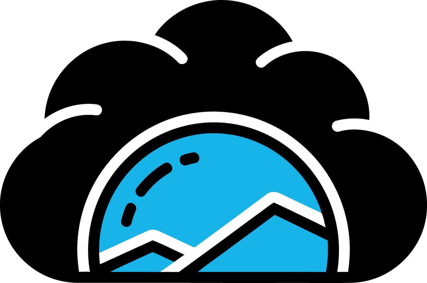 Stylized cloud icon displaying mountain peaks in a blue sky symbolizing data storage vector